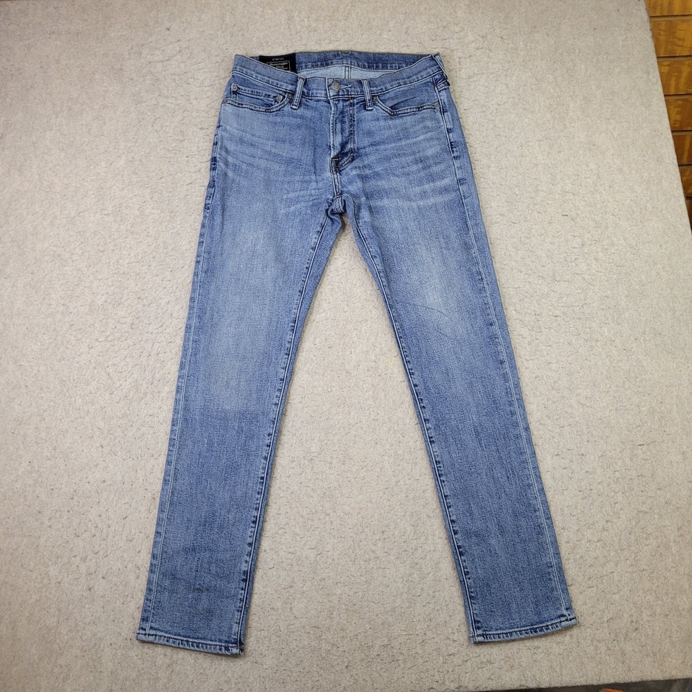 Abercrombie‎ & Fitch Blue Jeans Skinny Whiskered Stretch Denim Mens 29x30